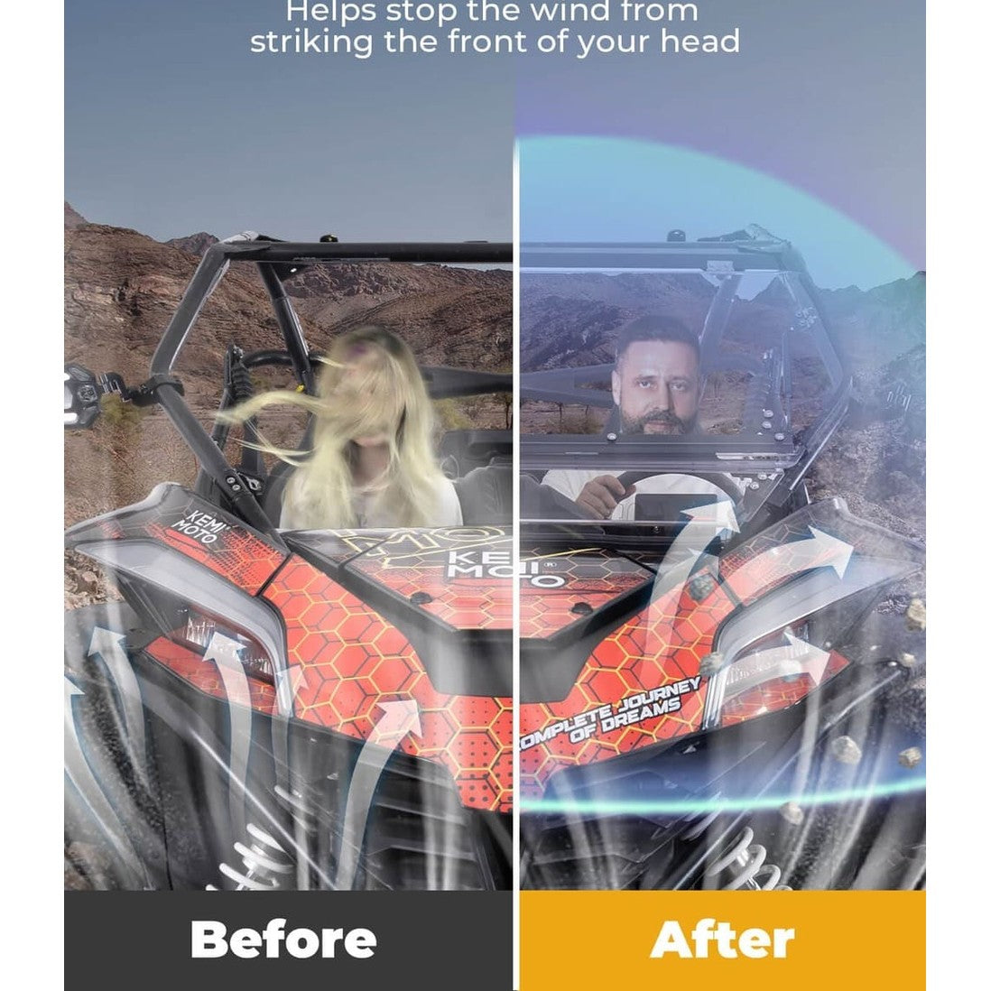 Kemimoto CF Moto ZForce 950 Folding 2-in-1 Flip Windshield