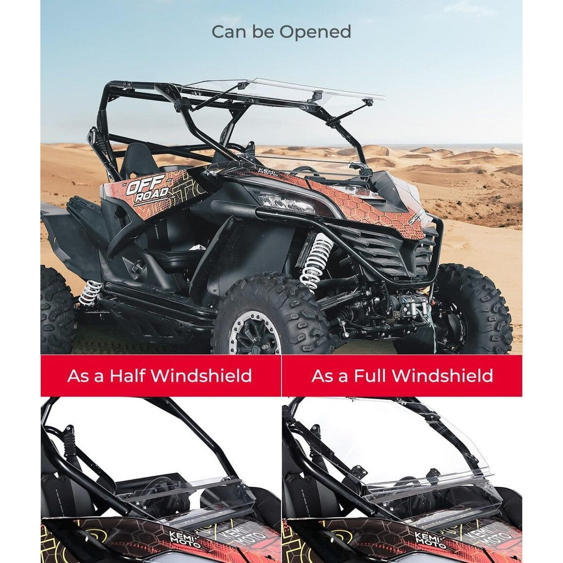 Kemimoto CF Moto ZForce 950 3-in-1 Folding Half Flip Windshield