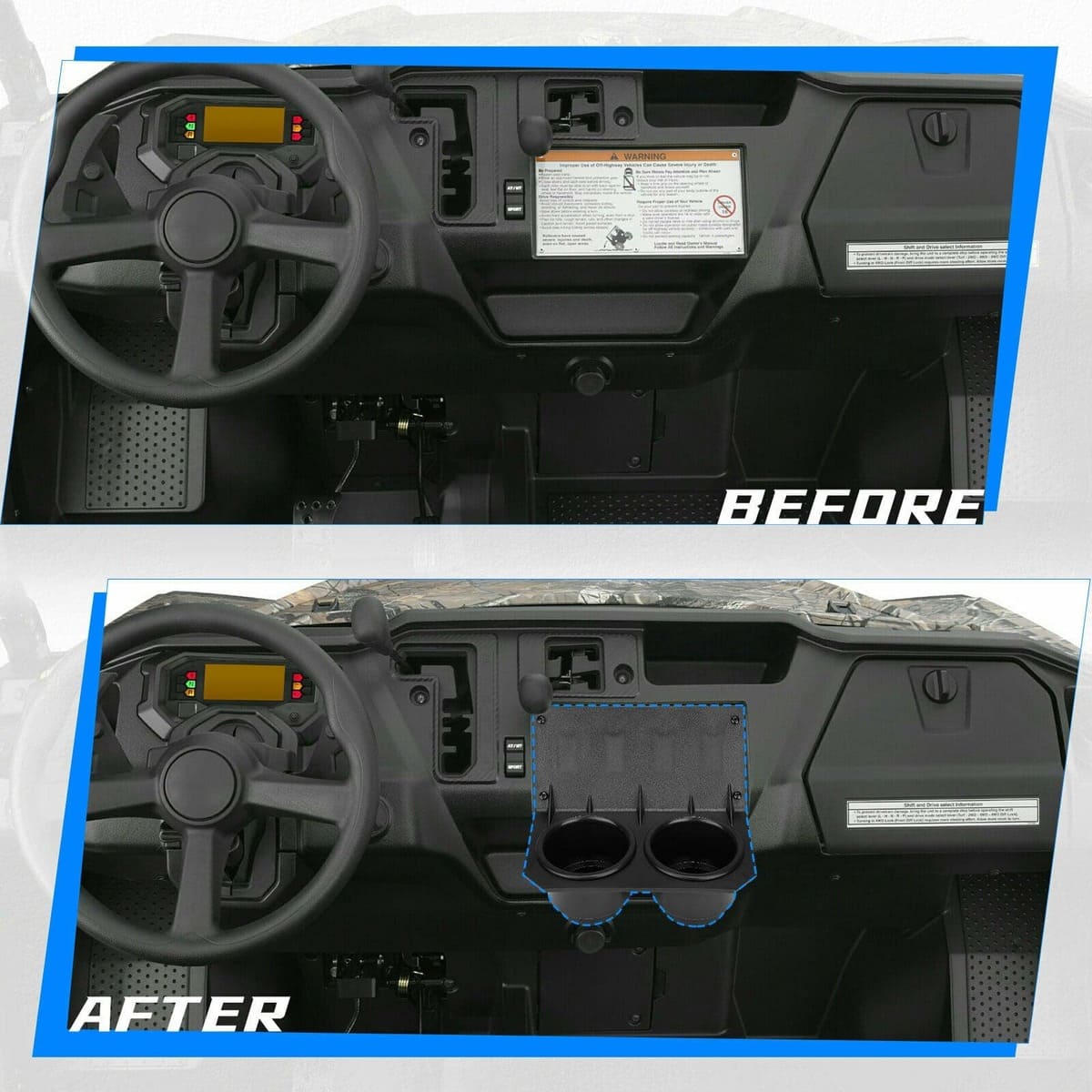 Kemimoto Honda Pioneer 1000 3/ 5 UTV Cup Holder w/ Switch Panel