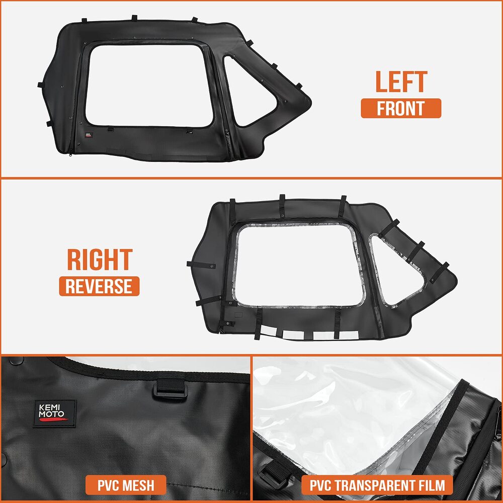 Kemimoto Kawasaki Teryx 1000 Soft Cab Enclosures Upper Door Set