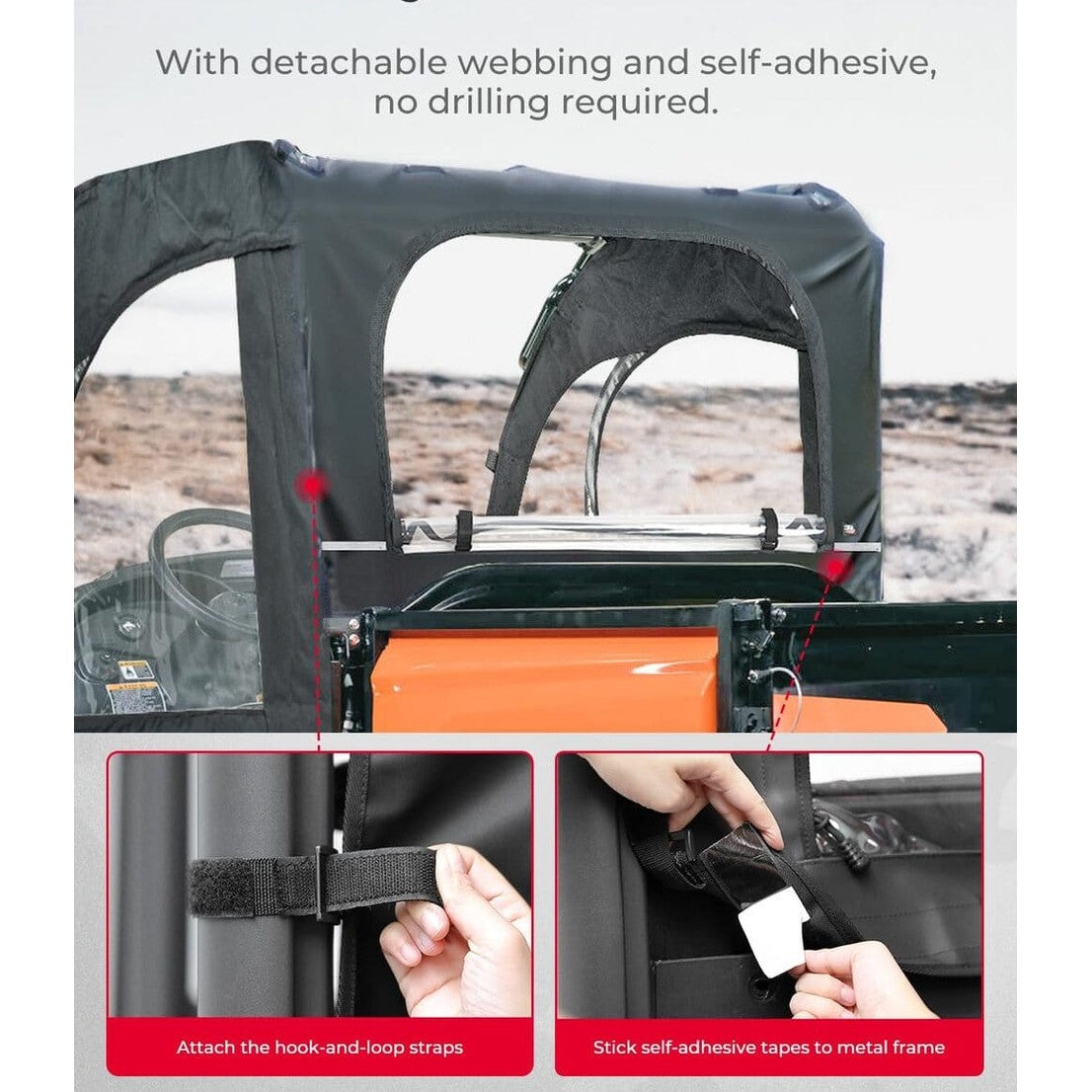 Kemimoto Kubota RTV Soft Cab Enclosure Doors & Rear Soft Windshield