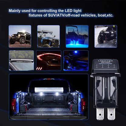 Kemimoto Lighted Whip Illuminated Marine Rocker Switch 12V