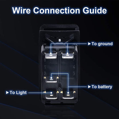 Kemimoto Lighted Whip Illuminated Marine Rocker Switch 12V