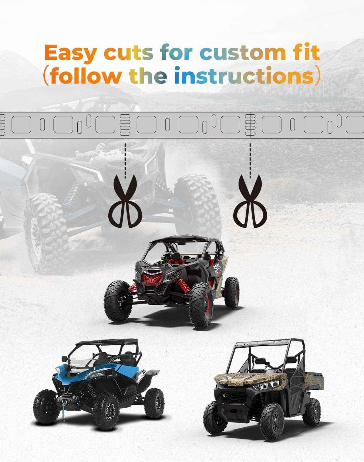 Kemimoto Can-Am Maverick X3 60'' UTV Windshield RGB Light Strips