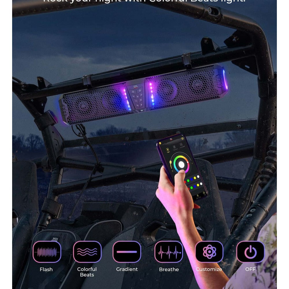 Kemimoto Midnight 60 26" 4-Speaker UTV Bluetooth Sound Bar w/RGB Lighting