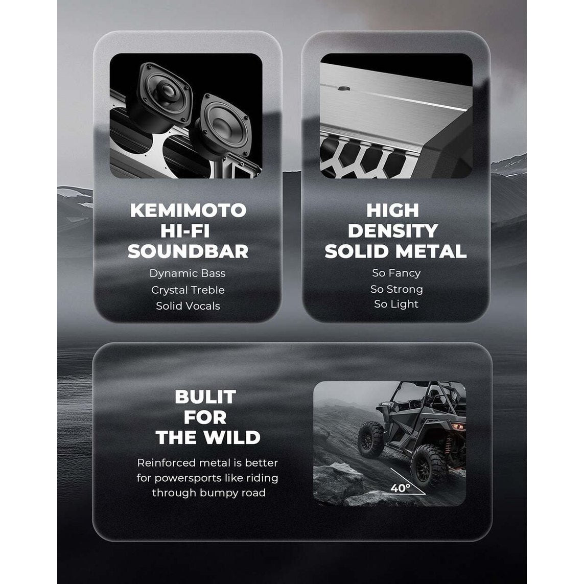 Kemimoto Midnight S80 32" Aluminum 6-Speaker RGB Silver Soundbar