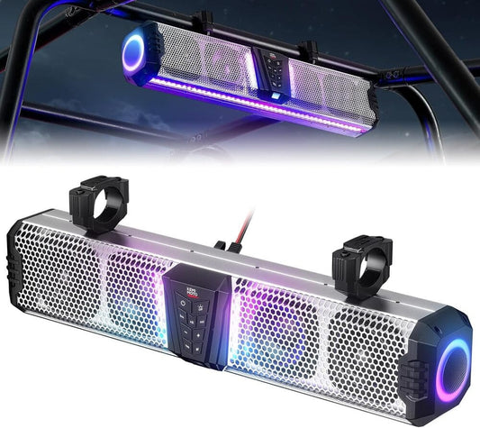 Kemimoto Midnight S80 26"/32" Aluminum 6-Speaker RGB Soundbar Silver