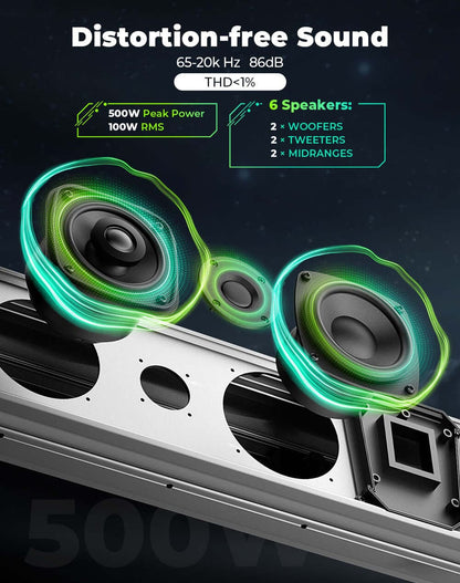 Kemimoto Midnight S80 26"/32" Aluminum 6-Speaker RGB Soundbar Silver