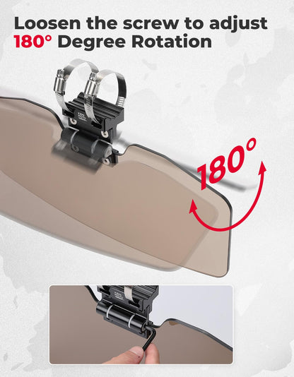 Kemimoto Oversized Upgraded UTV Sun Visor Mirror for 1.5”-2” Roll Bars