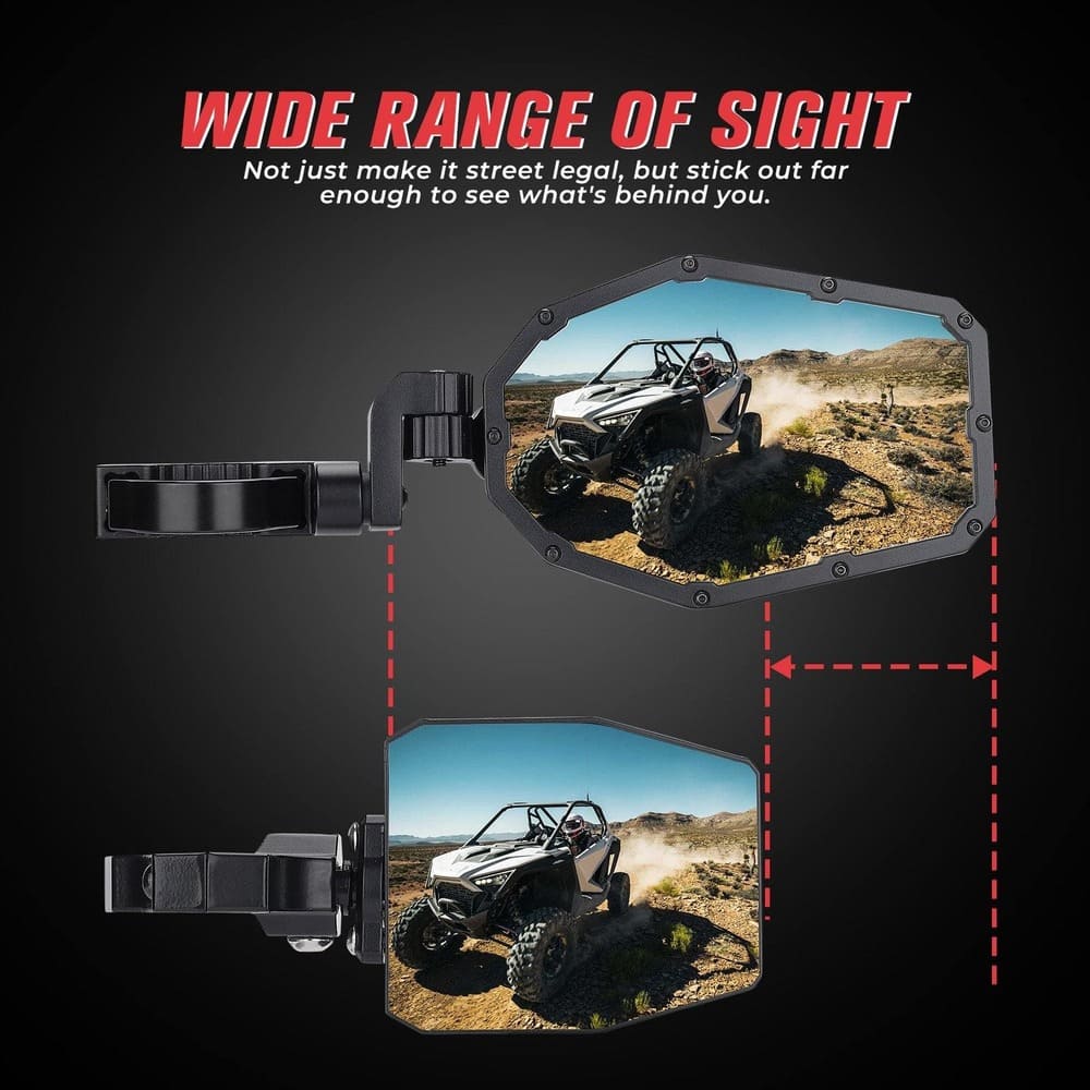 Kemimoto Polaris Mirrors with LED Turn Signal Lights