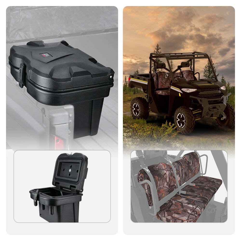Kemimoto Polaris Ranger XP 1000 20L Cargo Storage Box & Camouflage Seat Cover
