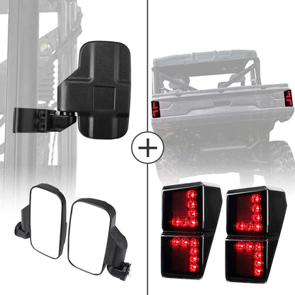 Kemimoto Polaris Ranger Adjustable Side Mirrors & Tail Light