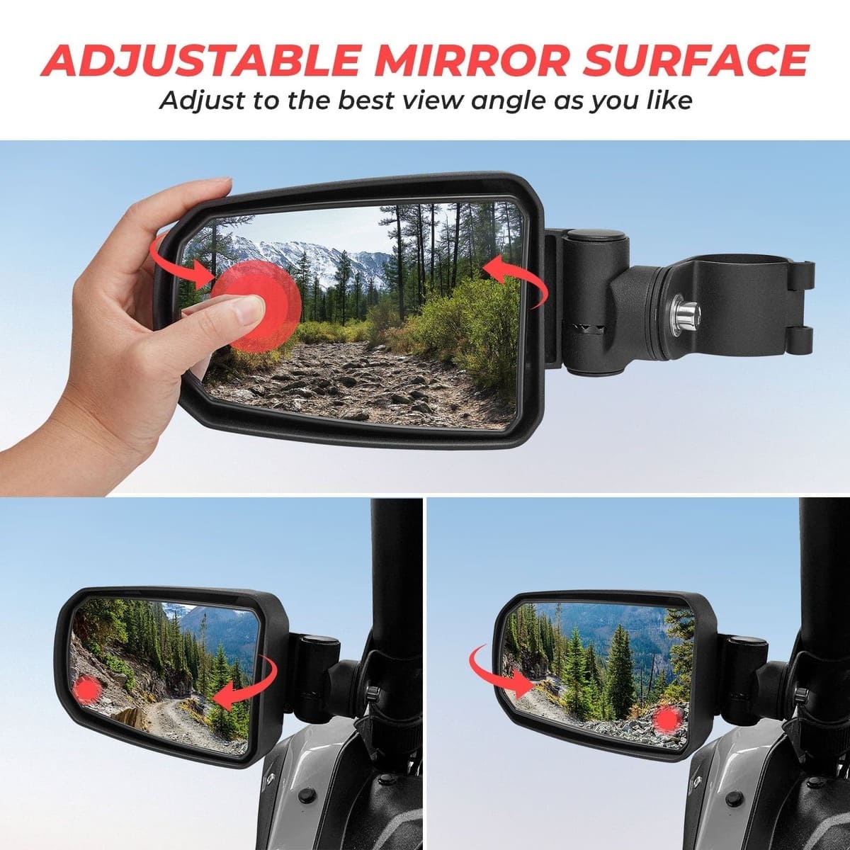 Kemimoto Polaris Ranger 400 1.75" Roll Cage Adjustable Side View Mirror