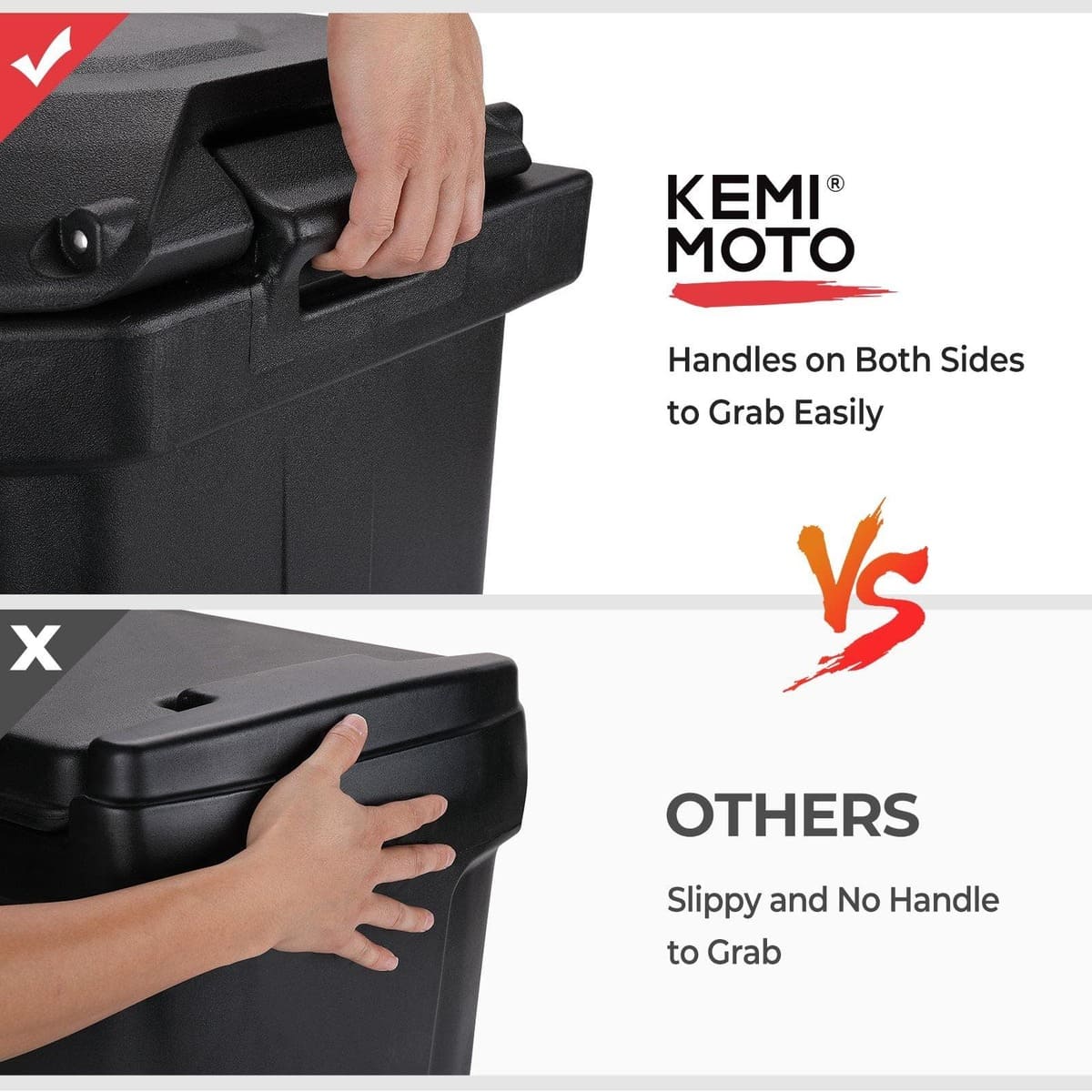 Kemimoto Polaris Ranger 45L Waterproof Bed Cargo Box - Passenger Side