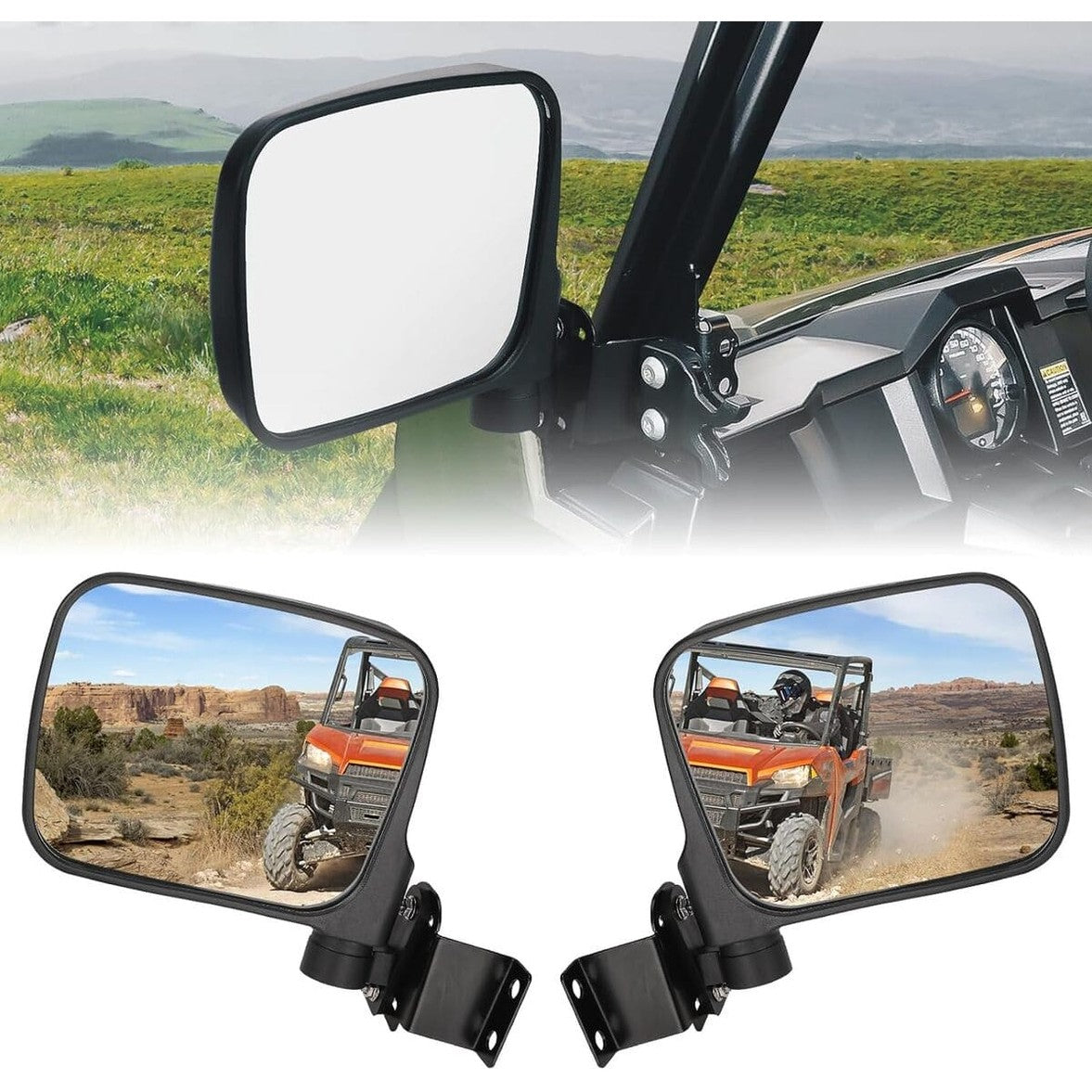Kemimoto Polaris Ranger XP 900 7.8" Rear View Side Mirrors