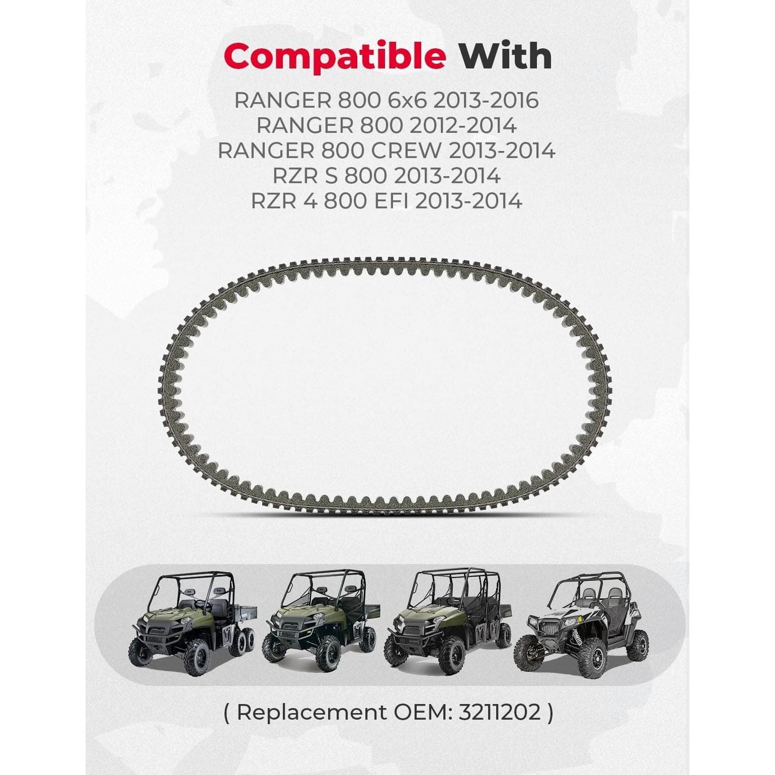 Kemimoto Polaris Ranger 500/ 800 UTV Heavy Drive Belt