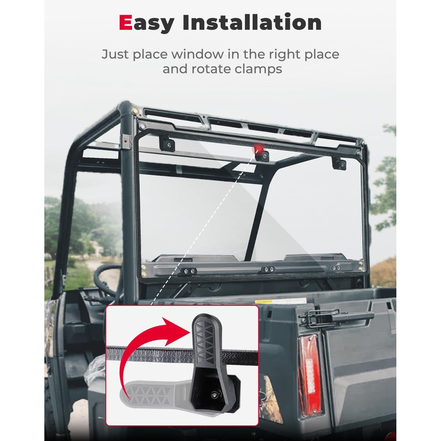 Kemimoto Polaris Ranger Rear Windshield