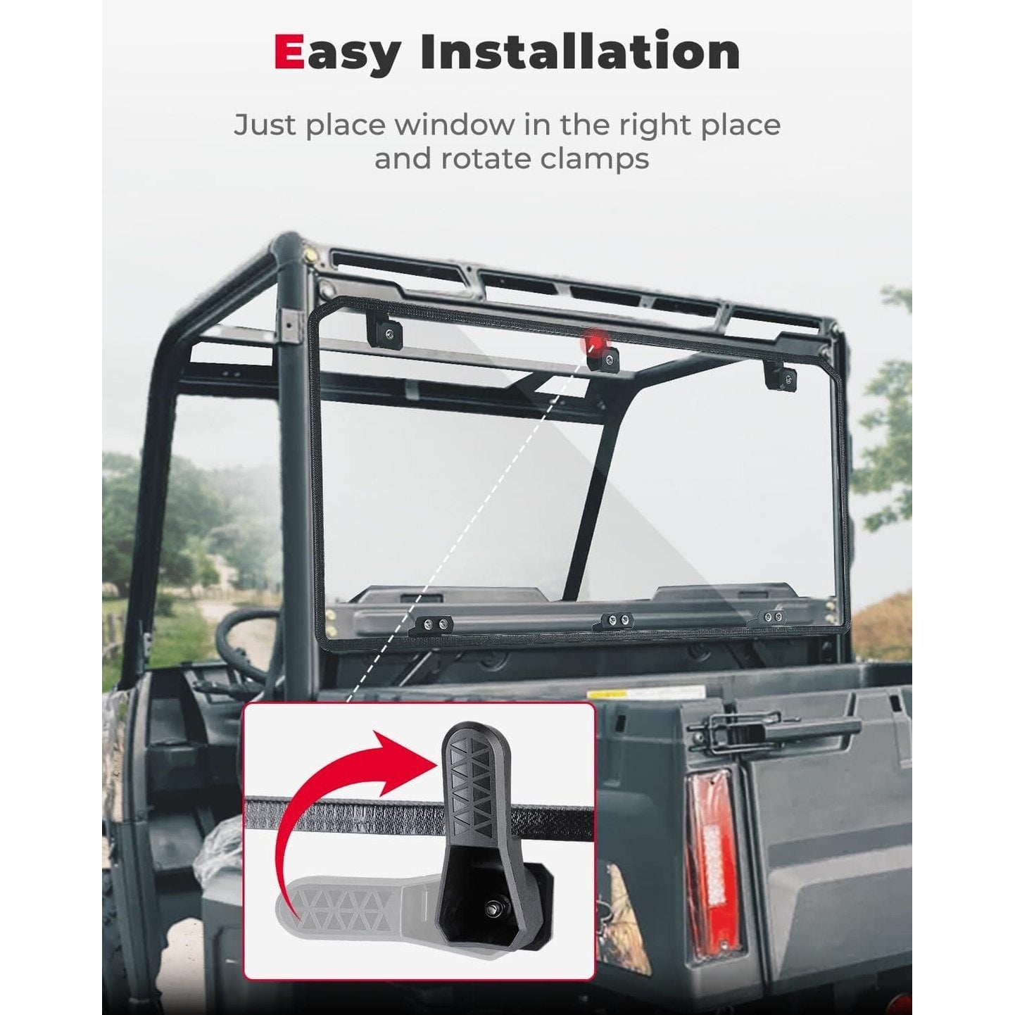Kemimoto Polaris Ranger Crew 570 Midsize Rear Windshield