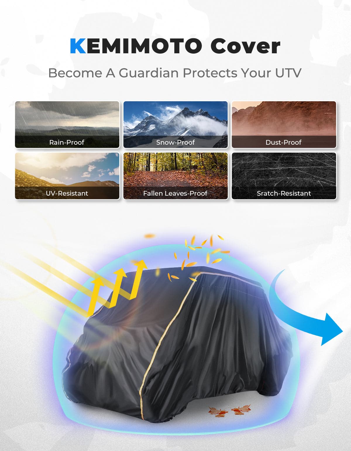 Kemimoto Universal 4-Seater UTV Waterproof Cover