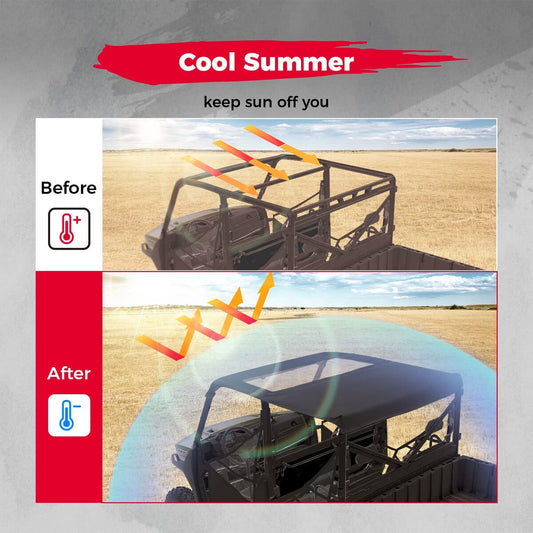 Kemimoto Polaris Ranger Crew XP 1000 6-Seat Crew Canvas Roof Top Tint Waterproof