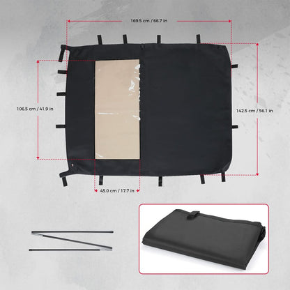 Kemimoto Polaris Ranger Crew XP 1000 6-Seat Crew Canvas Roof Top Tint Waterproof