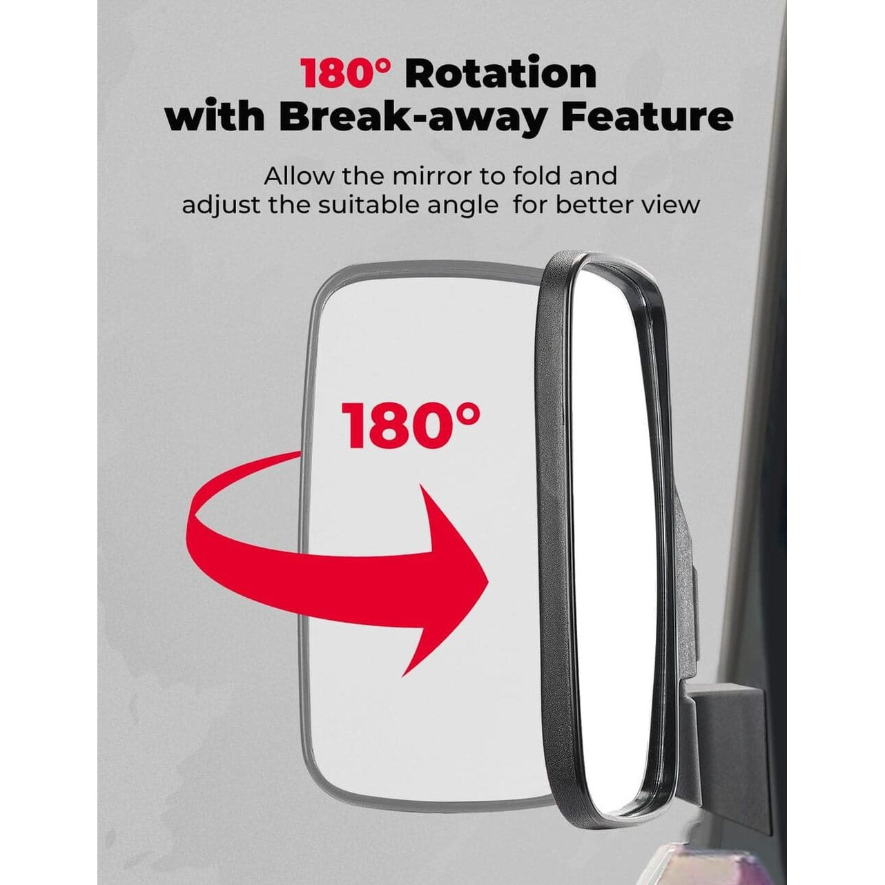 Kemimoto Polaris Ranger Door Mounted Side View Mirrors - 1 Pair