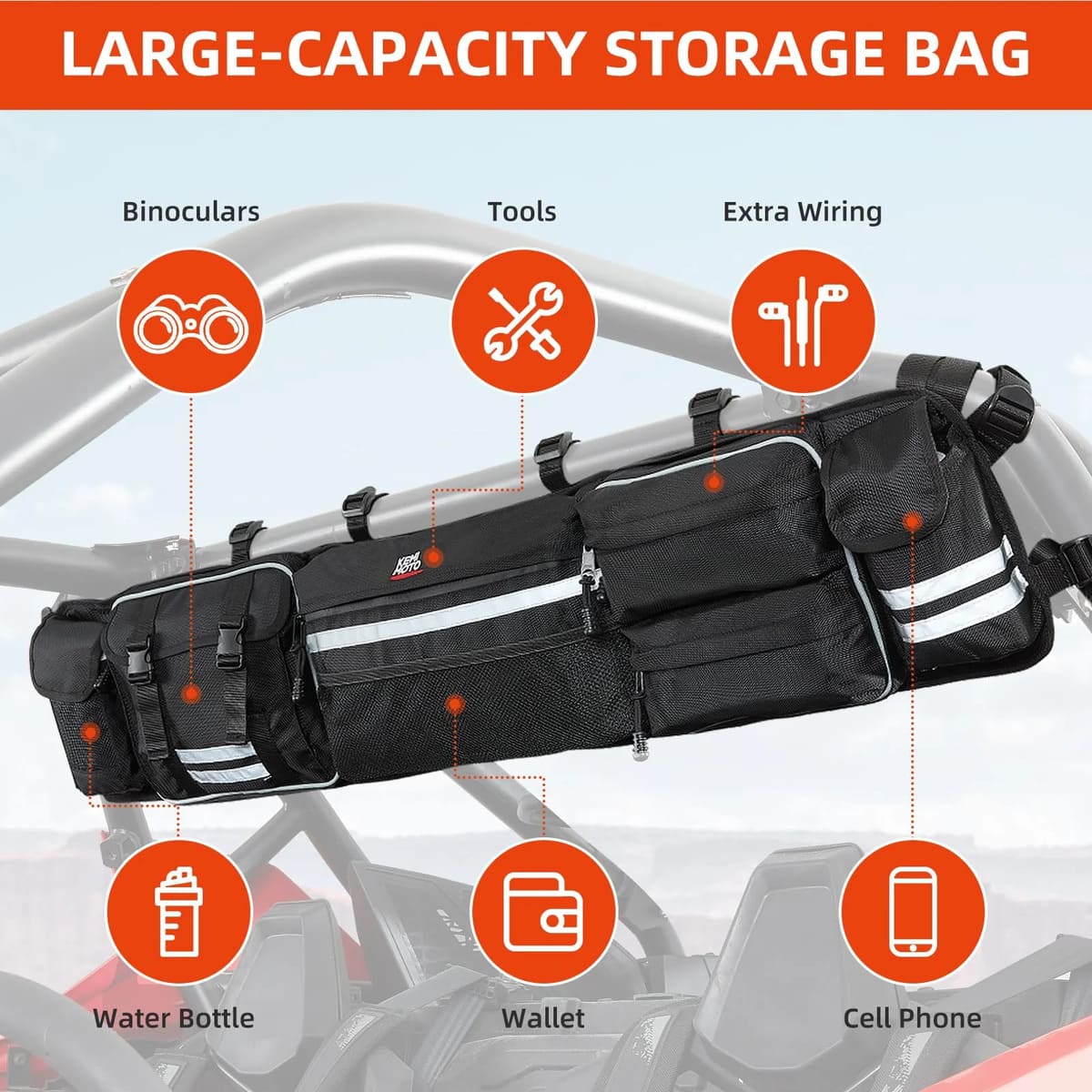 Kemimoto Polaris Ranger/RZR Universal UTV Roll Cage Organizer
