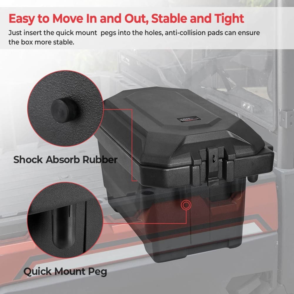 Kemimoto Polaris Ranger 2" Passenger Side Tie Down Anchors & Big Size Cargo Box