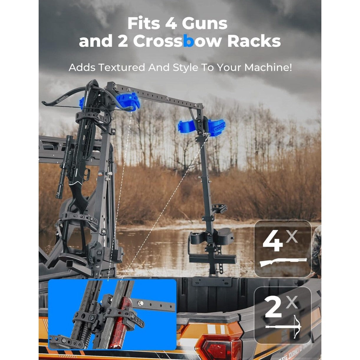 Kemimoto Polaris Ranger UTV Double Crossbow Rack