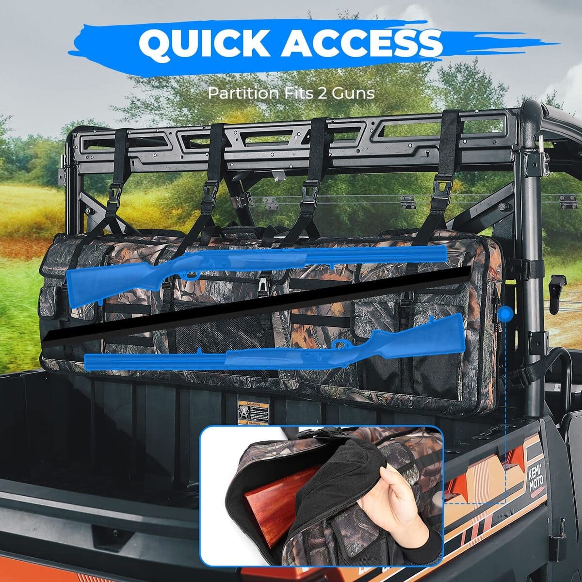 Kemimoto Polaris Ranger UTV Hunting Gear Double Gun Holder Tool Rack