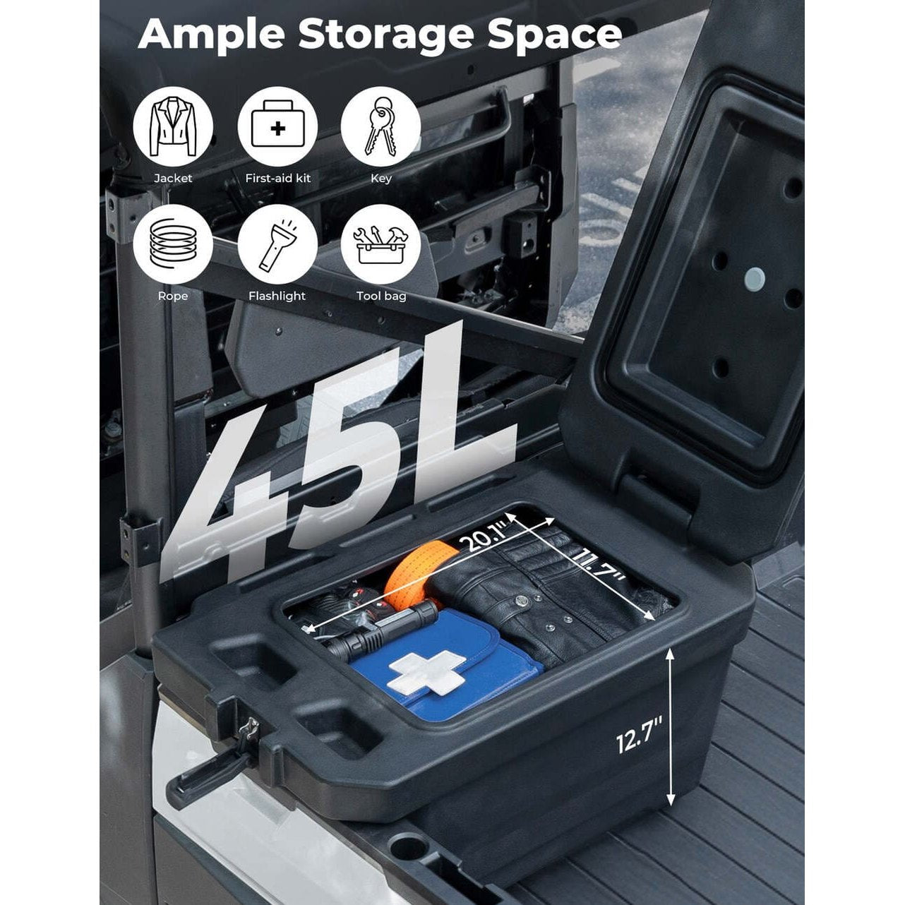 Kemimoto Polaris Ranger XP 1000 45L Left Side Storage Cargo Box