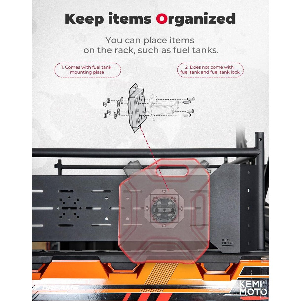 Kemimoto Polaris Ranger XP 1000/900 Heavy Duty Rear Cargo Rack