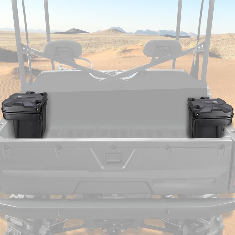 Kemimoto '16-'24 Polaris Ranger XP 1000 Cargo Storage Device Tool Box & Rear Mirror View