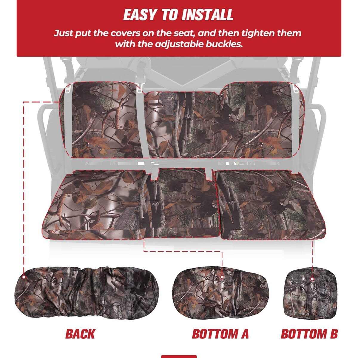 Kemimoto Polaris Ranger XP 1000/Crew 3 Pcs Camouflage Seat Cover