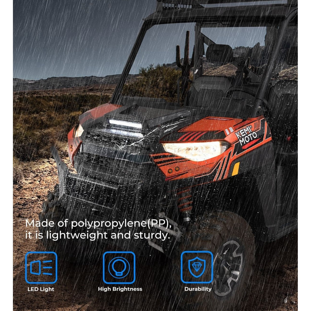 Kemimoto Polaris Ranger XP 1000 Crew Hood Scoop w/ LED Spot Light