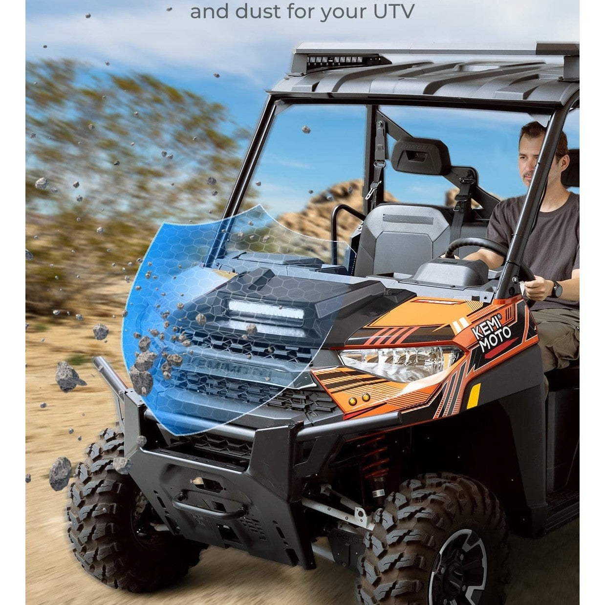Kemimoto Polaris Ranger XP 1000 Crew Hood Scoop w/ LED Spot Light
