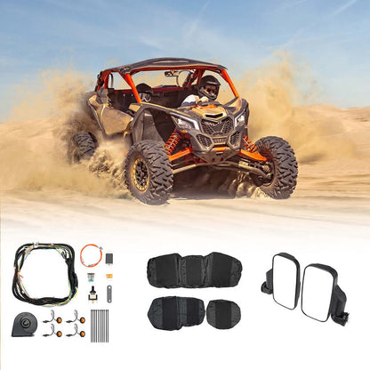 Kemimoto '17-'24 Polaris Ranger XP 1000 Crew Turn Signal Kit & Seat Cover & Side Mirrors