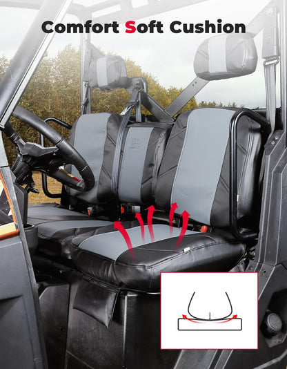 Kemimoto Polaris Ranger XP 1000/Crew UTV Leather Seat Covers w/Pocket Soft Cushion