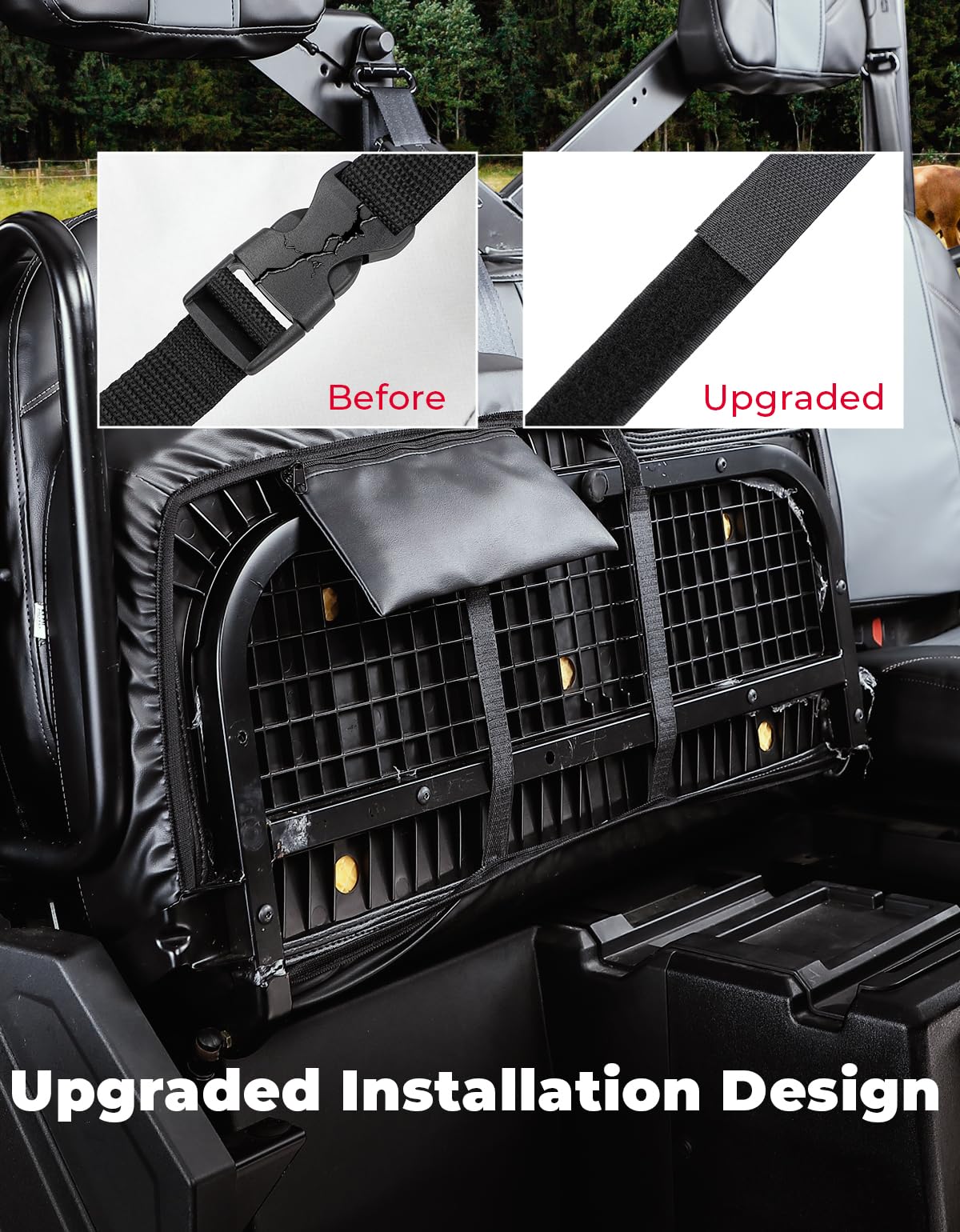 Kemimoto Polaris Ranger XP 1000/Crew UTV Leather Seat Covers w/Pocket Soft Cushion