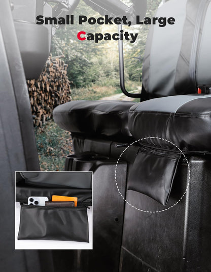 Kemimoto Polaris Ranger XP 1000/Crew UTV Leather Seat Covers w/Pocket Soft Cushion