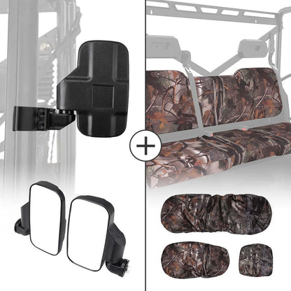 Kemimoto Polaris Ranger XP 1000 Side Mirrors & Camouflage Seat Cover