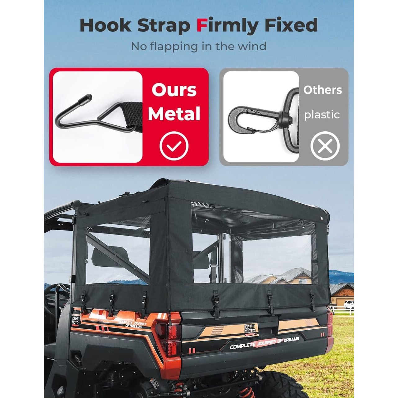 Kemimoto Polaris Ranger XP 1000 UTV Soft Cargo Camper Bed Cover Rack