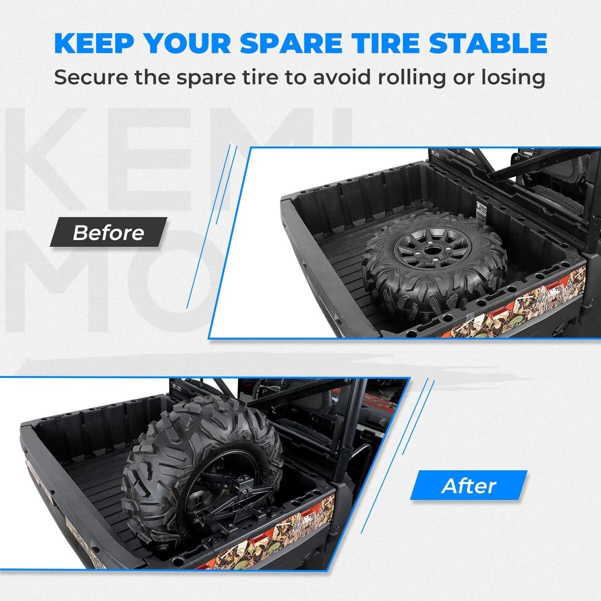 Kemimoto Polaris Ranger XP 1000 UTV Spare Tire Mount