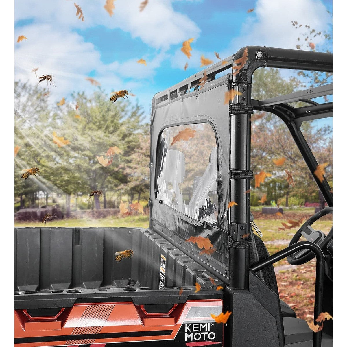 Kemimoto Polaris Ranger XP 1000 UTV Zippered Soft Rear Window