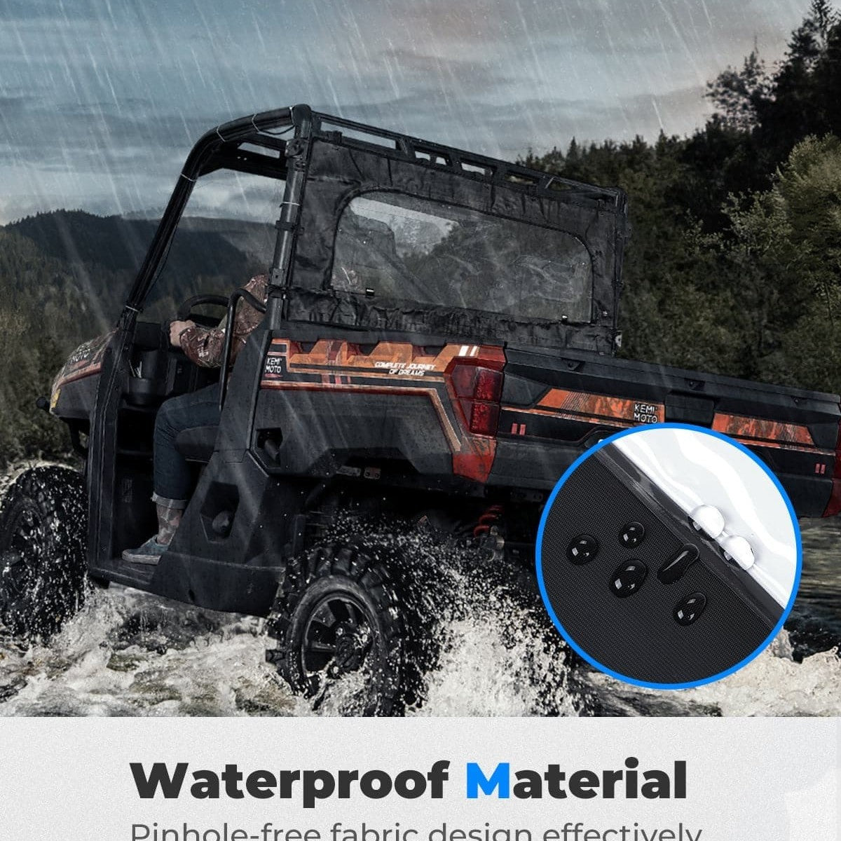 Kemimoto Polaris Ranger XP 1000 UTV Zippered Soft Rear Window
