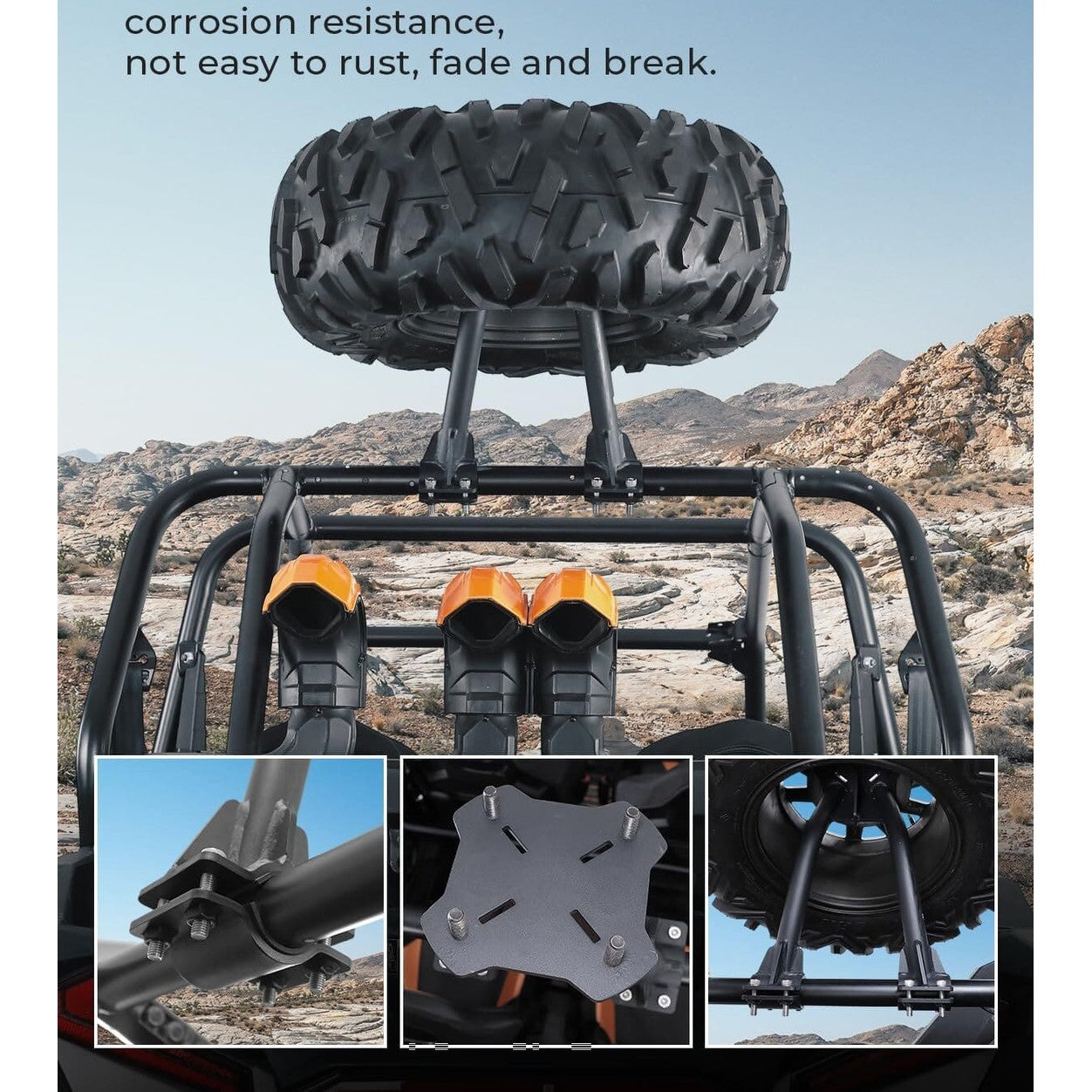 Kemimoto Polaris RZR 1.5''-2'' Roll Cage UTV Spare Tire Carrier