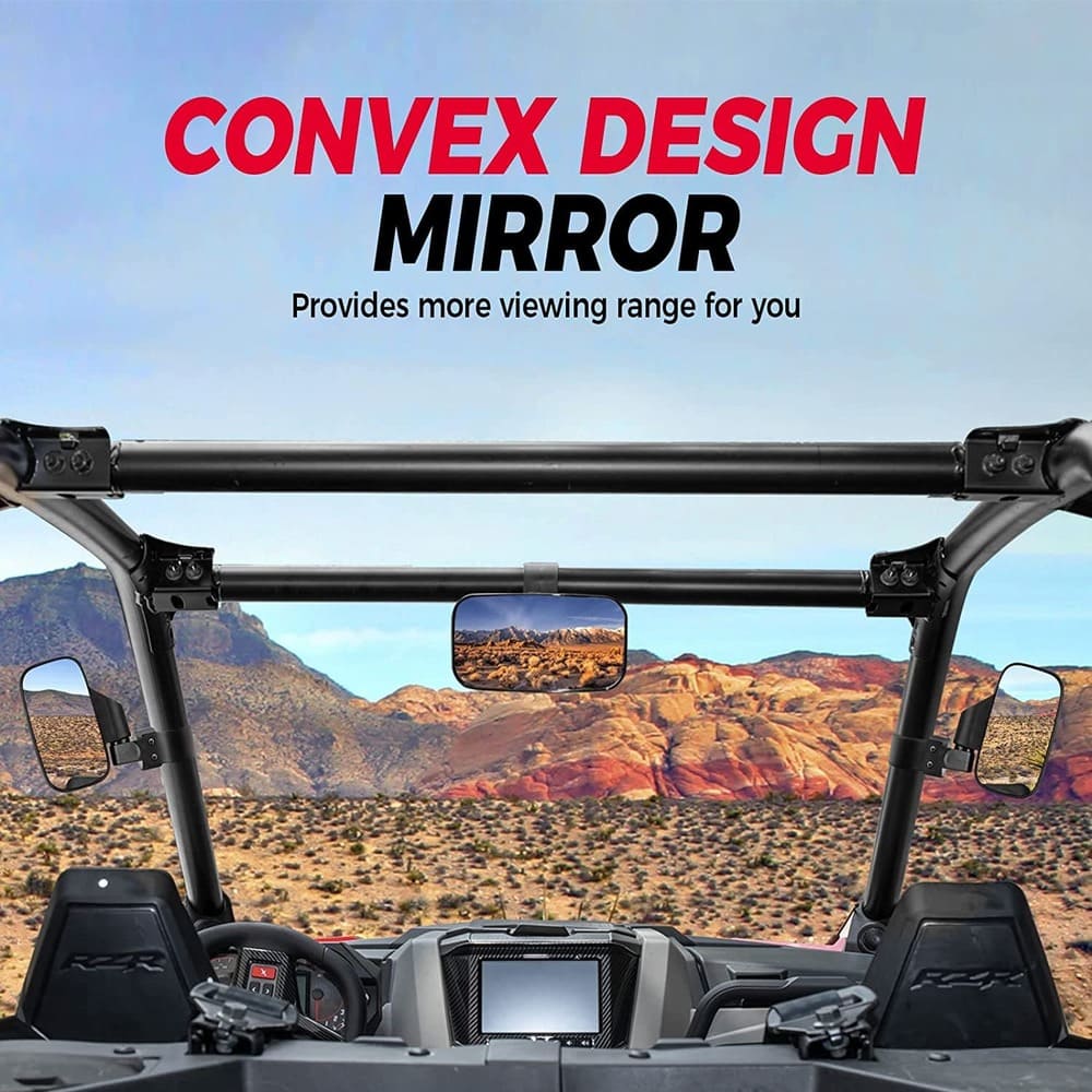 Kemimoto Polaris RZR 1.6"-2" Roll Bar Cage UTV Side Mirrors & Center Mirror