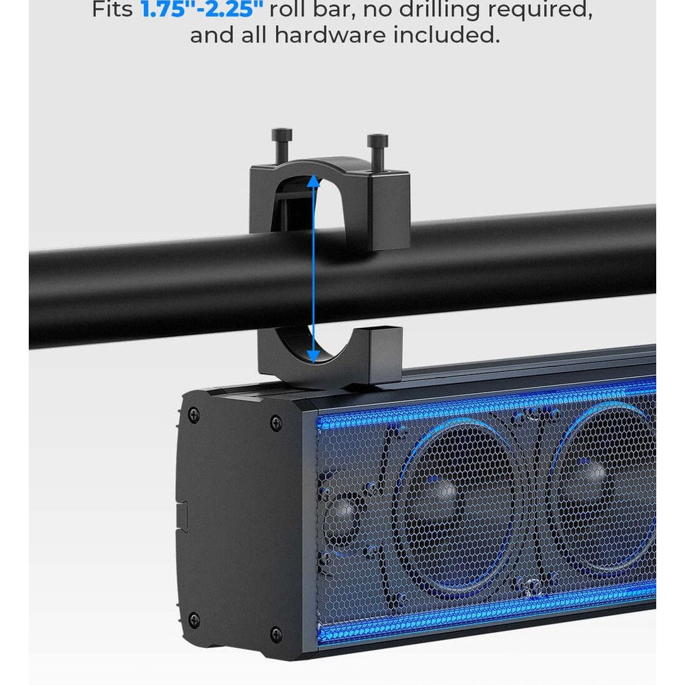 Kemimoto Polaris RZR 1.75''-2.25'' Roll Bar 26'' 6 Speaker RGB Universal Sound Bar