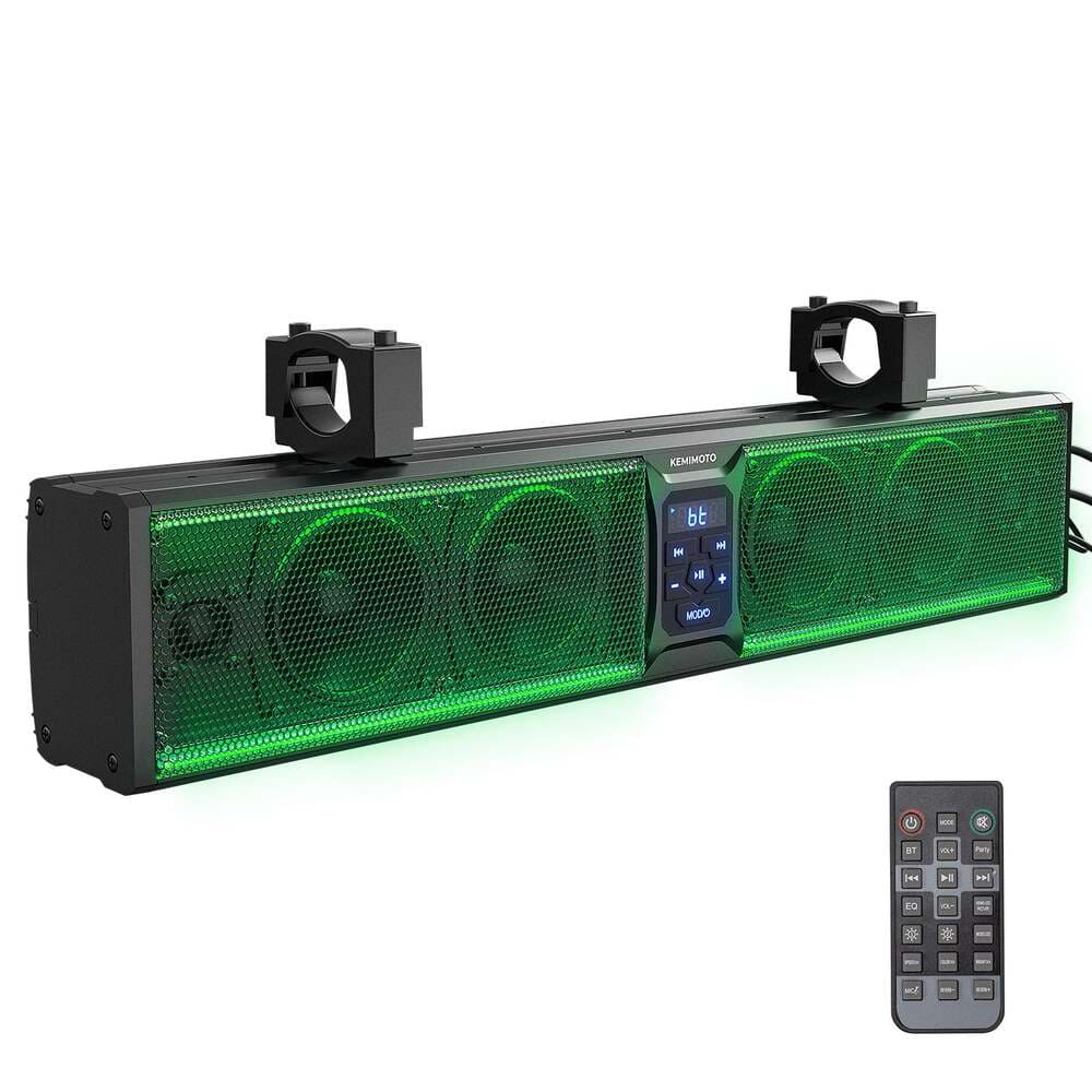 Kemimoto Polaris RZR 1.75''-2.25'' Roll Bar 26'' 6 Speaker RGB Universal Sound Bar