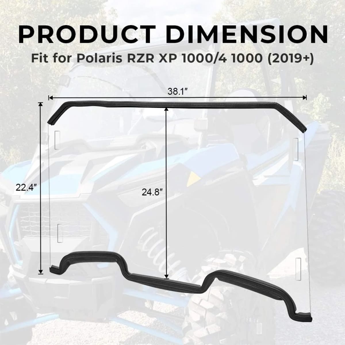 Kemimoto Polaris RZR 570 Front Full Windshield w/ 4 Black Clamps